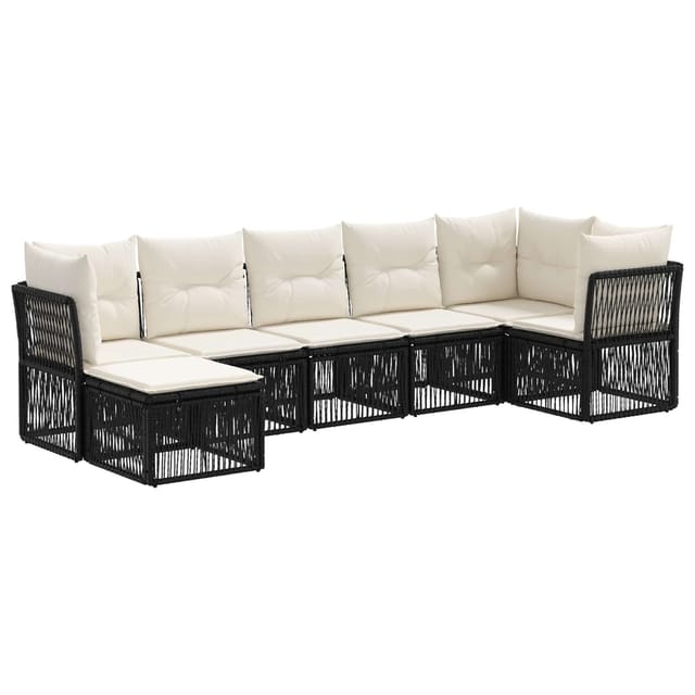 vidaXL Gartensofa-Set 7-Tlg Schwarz Poly-Rattan 3434296