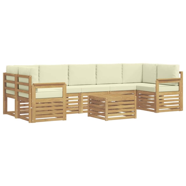 vidaXL Outdoor-Sofagarnitur mit Kissen 8-Tlg Weiß und Creme Polyester 3391540