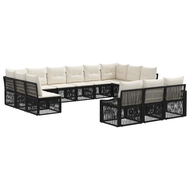 vidaXL Gartensofa-Set 13-Tlg Schwarz Poly-Rattan 3436156