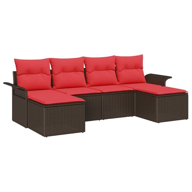 vidaXL Gartensofa-set mit Kissen mit Speicher 6 Stk Braun Poly Rattan 3354143