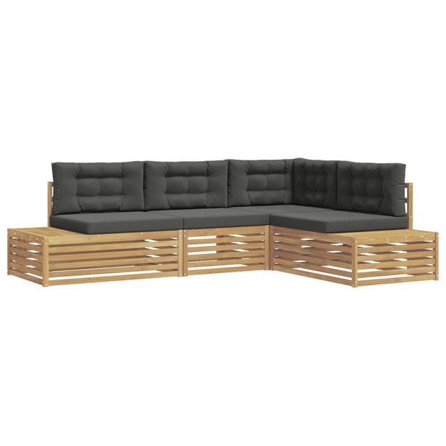 vidaXL 4 Stück Outdoor-Sofagarnitur Polyester Weiß 3391117