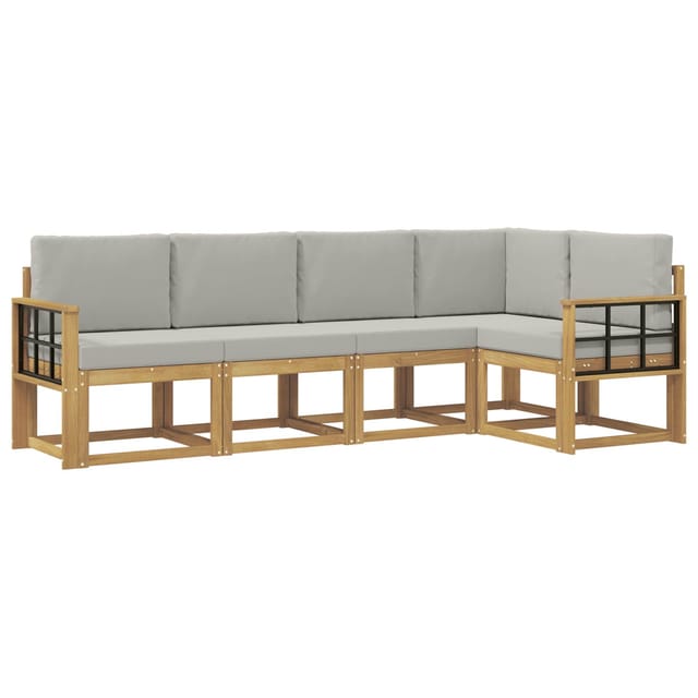vidaXL Outdoor-Sofagarnitur mit Kissen 5-Tlg Weiß und Hellgrau 3387640