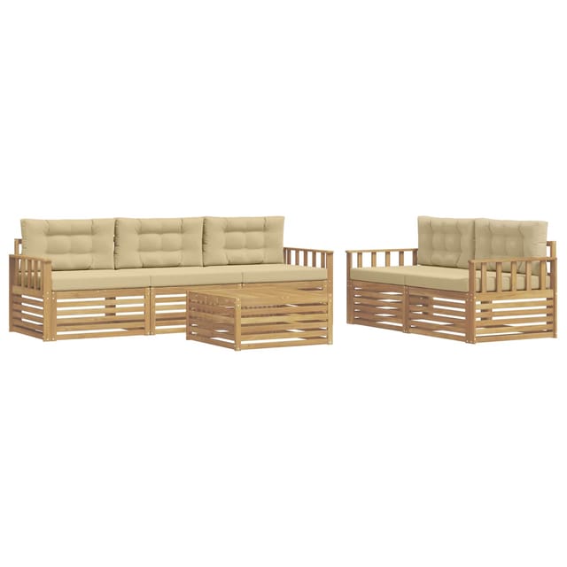 vidaXL Outdoor-Sofagarnitur 6 Stk Weiß und Beige 3390038