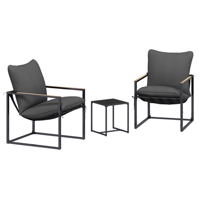 vidaXL Gartensofa-set 3 Stk Schwarz und Anthrazit Stahl 42025093