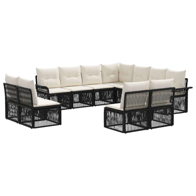 vidaXL Gartensofa-Set 11-Tlg Schwarz Poly-Rattan 3434863