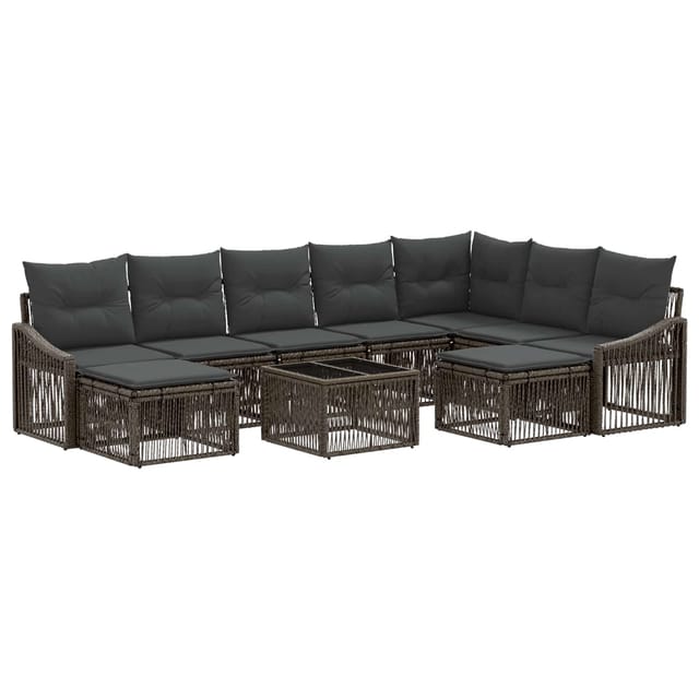 vidaXL Gartensofa-set 10 Stk Grau Poly-Rattan 3436196