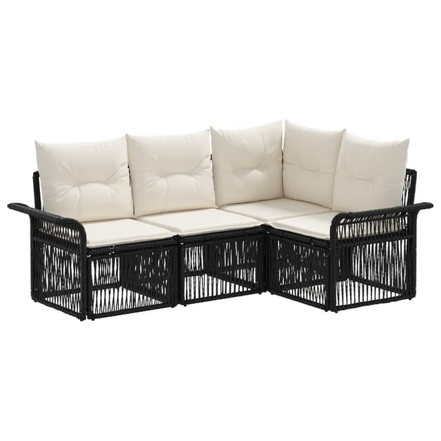 vidaXL Gartensofa-Set 4-Tlg Schwarz Poly-Rattan 3434821