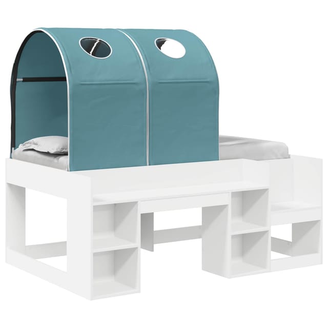 vidaXL Bett mit Tunnel 4 Stk Weiß und Hellblau Holzwerkstoff 3423498