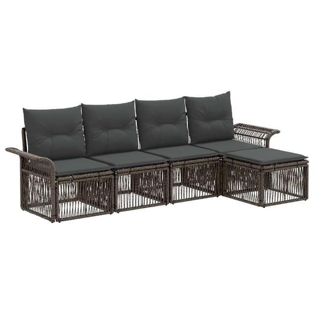 vidaXL Gartensofa-Set 5-Tlg Grau Poly-Rattan 3434816