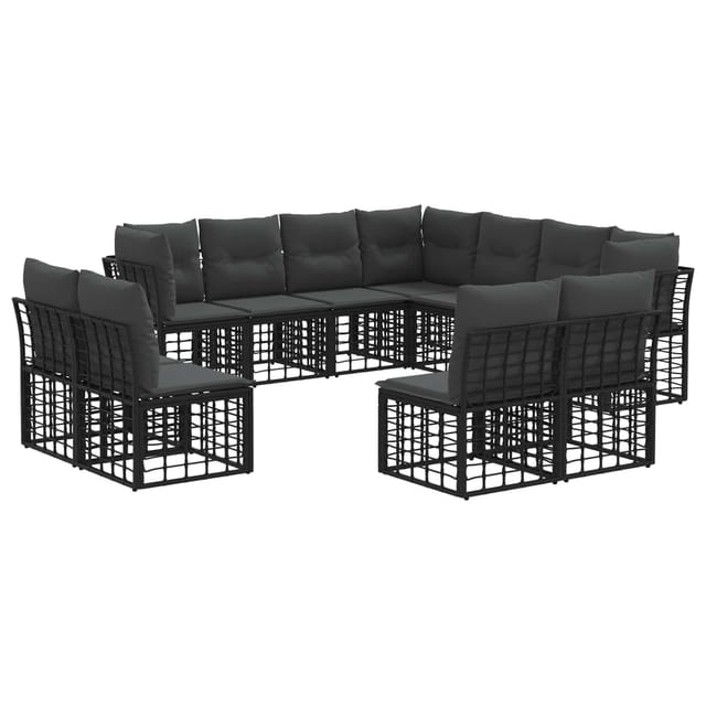 vidaXL Outdoor-Sofagarnitur Schwarz Polyester 3437495
