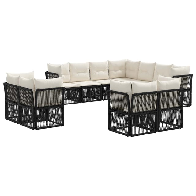 vidaXL Gartensofa-Set 11-Tlg Schwarz Poly-Rattan 3434422