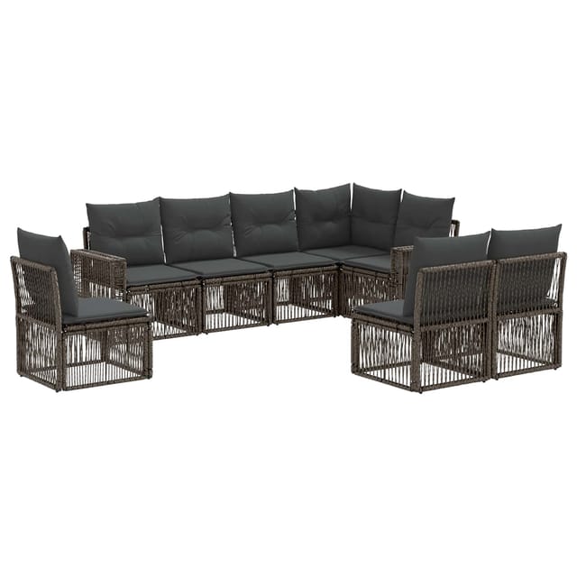 vidaXL Gartensofa-Set 8-Tlg Grau und Dunkelgrau Poly-Rattan 3435140