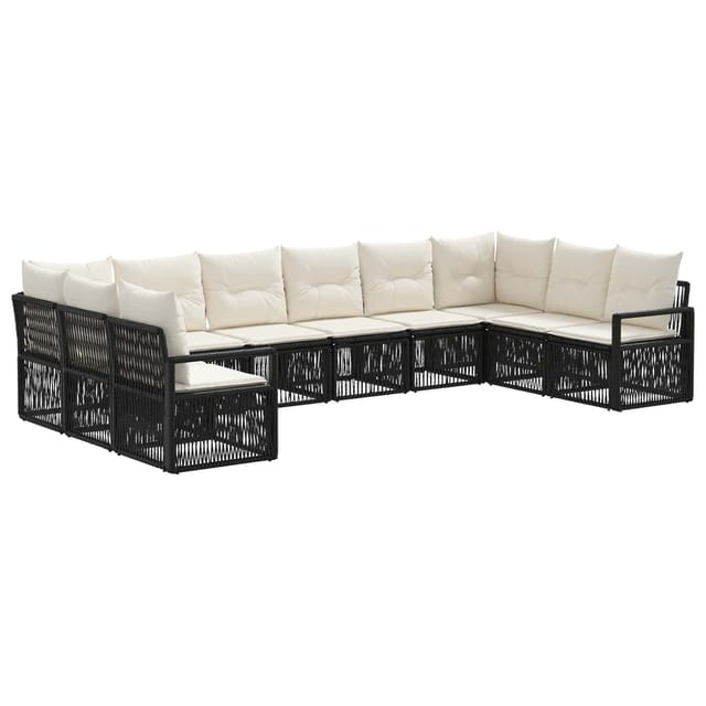 vidaXL Gartensofa-Set 10-Tlg Schwarz Poly-Rattan 3435820