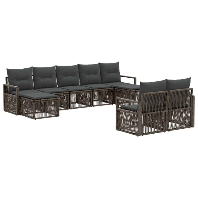 vidaXL Gartensofa-Set 9-Tlg Grau Poly-Rattan 3435839