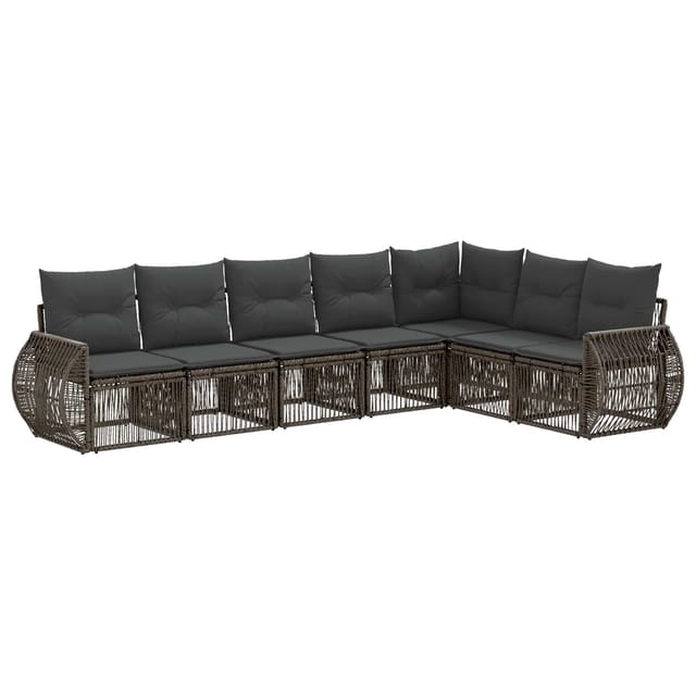 vidaXL Gartensofa-Set 7-Tlg Grau und Dunkelgrau Poly-Rattan 3435428