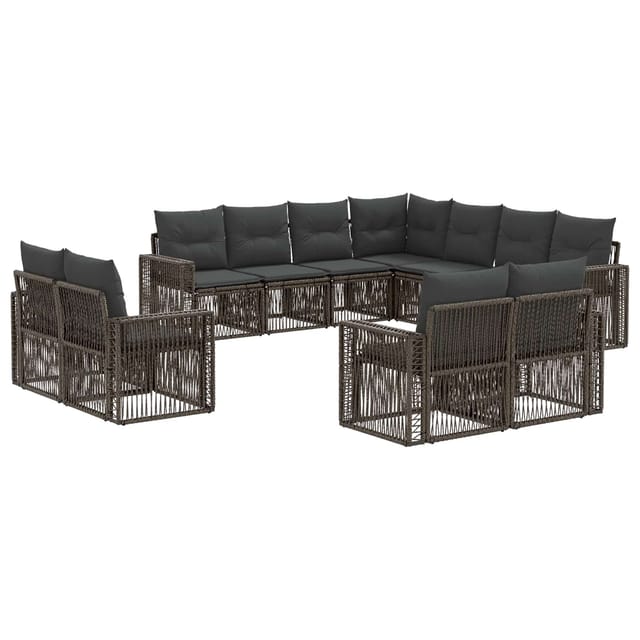 vidaXL Gartensofa-Set 11-Tlg Grau und Dunkelgrau Poly-Rattan 3435293