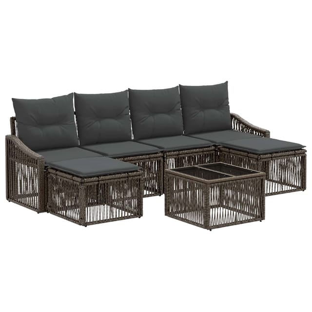 vidaXL Gartensofa-set 7 Stk Grau Poly-Rattan 3436088