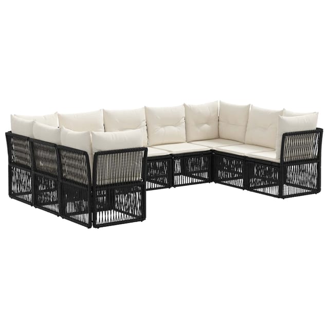 vidaXL Gartensofa-Set 9-Tlg Schwarz Poly-Rattan 3434338