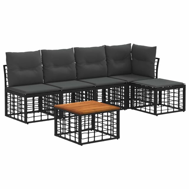 vidaXL Outdoor-Sofagarnitur 6 Stk Schwarz und Dunkelgrau Polyester 3437453