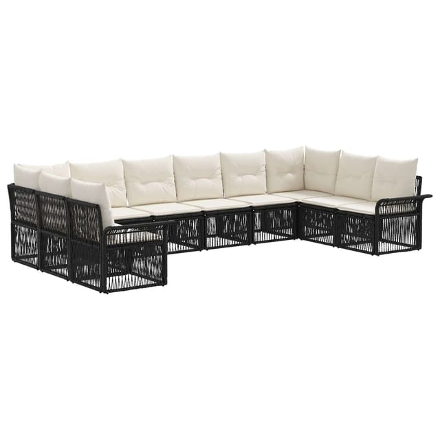 vidaXL Gartensofa-Set 10-Tlg Schwarz Poly-Rattan 3434938