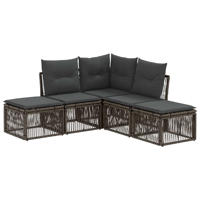 vidaXL Gartensofa-Set 5-Tlg Grau Poly-Rattan 3434231