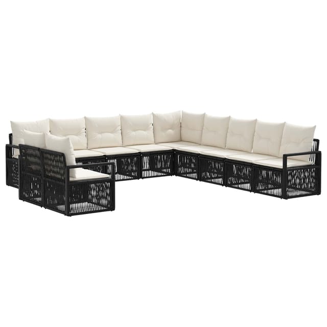 vidaXL Gartensofa-Set 11-Tlg Schwarz Poly-Rattan 3435763