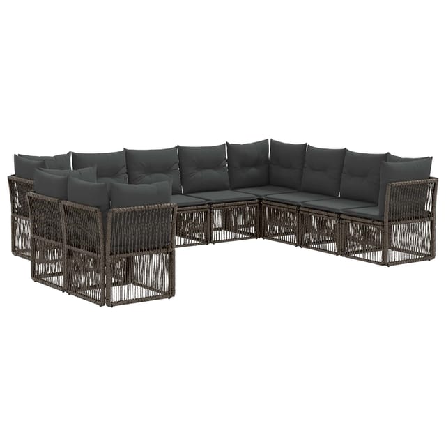 vidaXL Gartensofa-Set 10-Tlg Grau Poly-Rattan 3434270