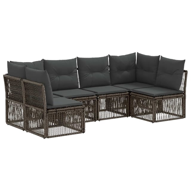 vidaXL Gartensofa-Set 6-Tlg Grau Poly-Rattan 3434159