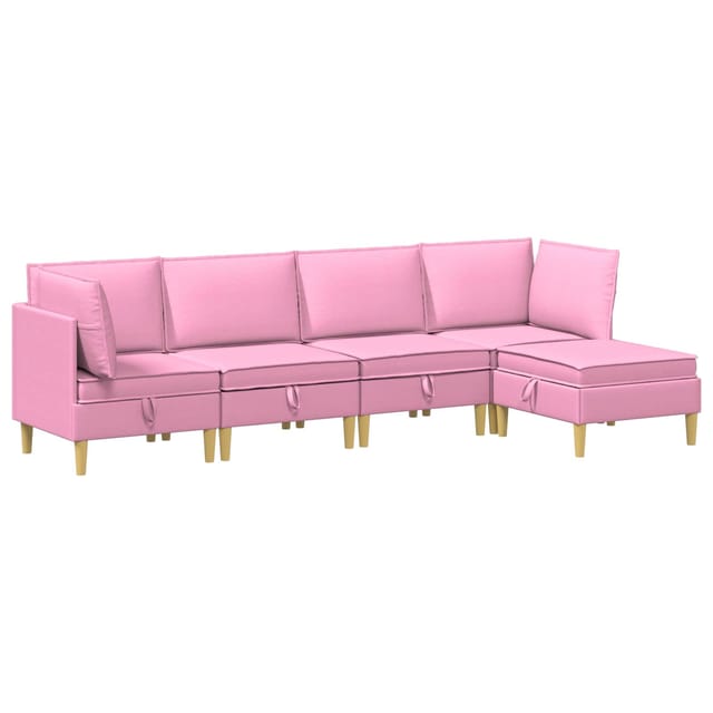 vidaXL Wohnzimmergarnitur mit Kissen mit Speicher 5 Stk Rosa Stoff 3413726