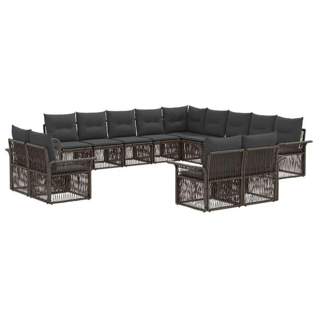 vidaXL Gartensofa-Set 13-Tlg Grau und Dunkelgrau Poly-Rattan 3435011