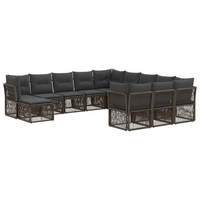 vidaXL Gartensofa-Set 12-Tlg Grau Poly-Rattan 3434459