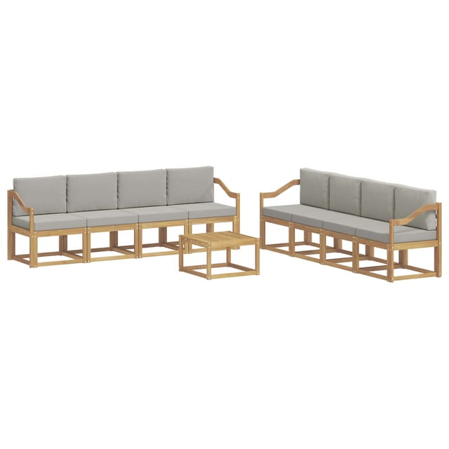 vidaXL Outdoor-Sofagarnitur 9-Tlg Weiß und Hellgrau 59 x 59 x 37 cm 3387435