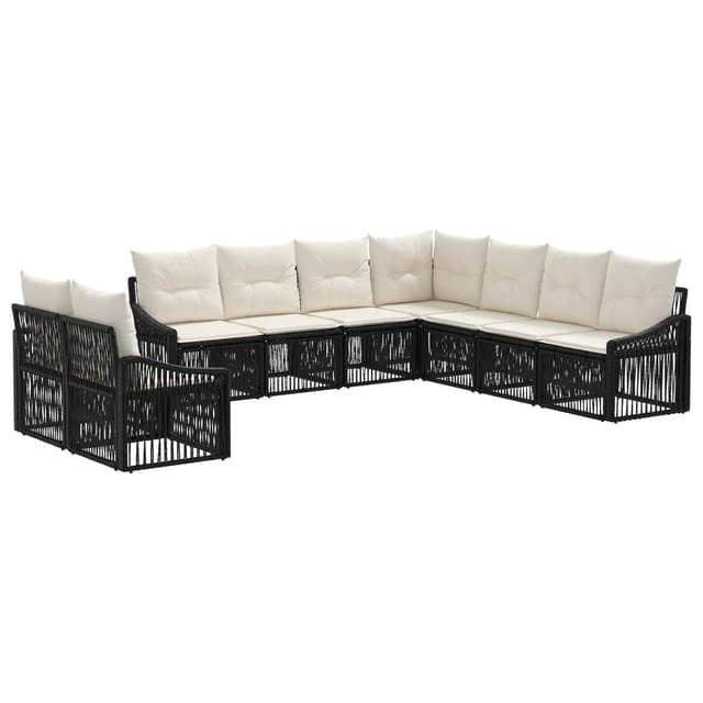 vidaXL Gartensofa-Set 9-Tlg Schwarz Poly-Rattan 3436045