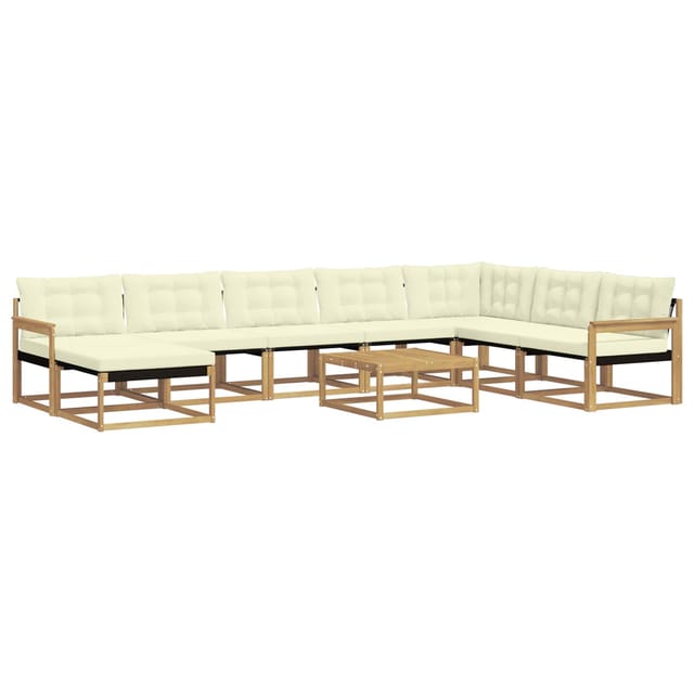 vidaXL Outdoor-Sofagarnitur 9-Tlg Weiß und Creme Massivholz Akazie 3388988