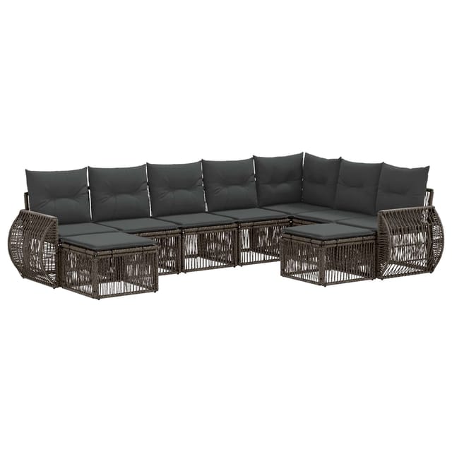vidaXL Gartensofa-Set 9-Tlg Grau Poly-Rattan 3435605