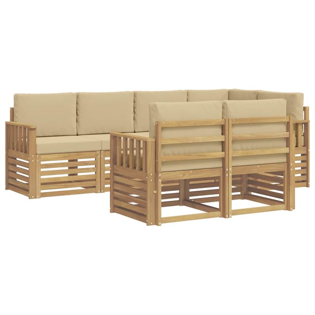 vidaXL Outdoor-Sofagarnitur 7-Tlg Weiß und Beige 247 x 128,5 x 73 cm 3391988