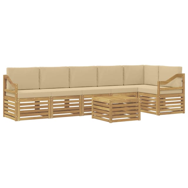vidaXL Outdoor-Sofagarnitur 7 Stk Weiß und Beige 59 x 59 x 37 cm 3391973