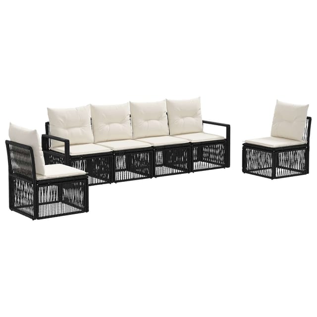 vidaXL Gartensofa-Set 6-Tlg Schwarz Poly-Rattan 3435673