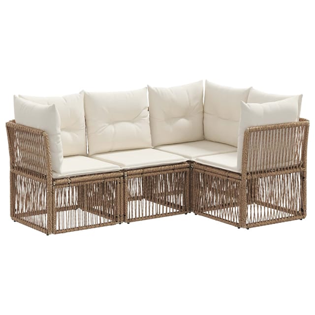 vidaXL Gartensofa-Set 4-Tlg Beige Poly-Rattan 3434211