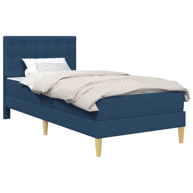 vidaXL Bettgestell mit Matratze mit Kopfteil Blau 100 x 200 cm Stoff 3415097