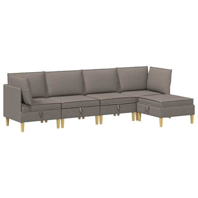 vidaXL Wohnzimmergarnitur mit Kissen mit Speicher 5 Stk Taupe Stoff 3413706