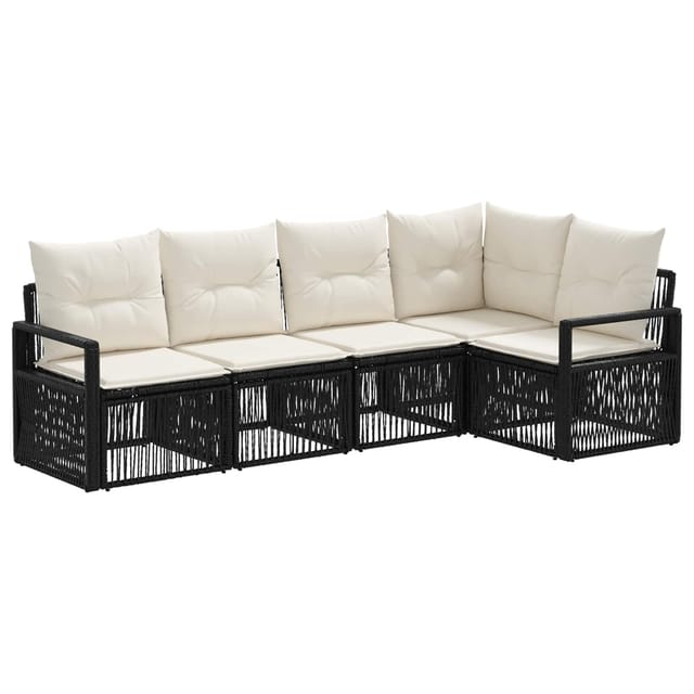 vidaXL Gartensofa-Set 5-Tlg Schwarz Poly-Rattan 3435709