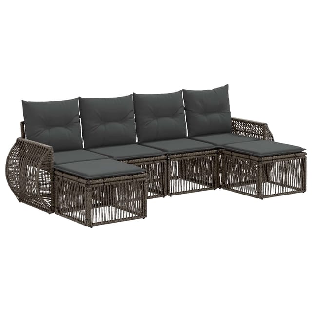 vidaXL Gartensofa-Set 6-Tlg Grau und Dunkelgrau Poly-Rattan 3435497