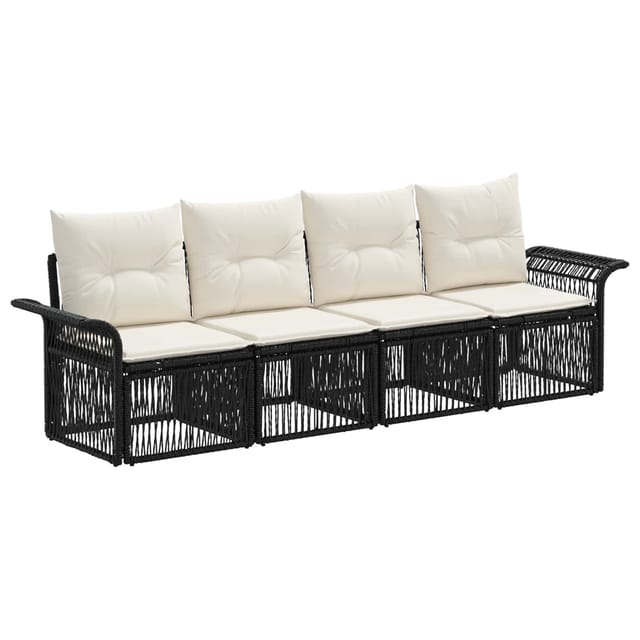 vidaXL Gartensofa-Set 4-Tlg Schwarz Poly-Rattan 3434752