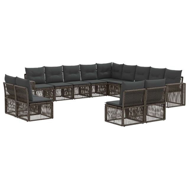 vidaXL Gartensofa-Set 13-Tlg Grau und Dunkelgrau Poly-Rattan 3435287