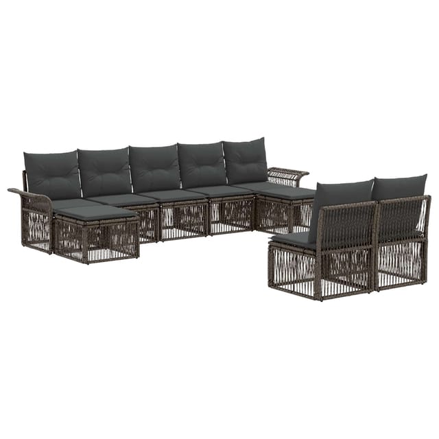 vidaXL Gartensofa-Set 9-Tlg Grau Poly-Rattan 3434945