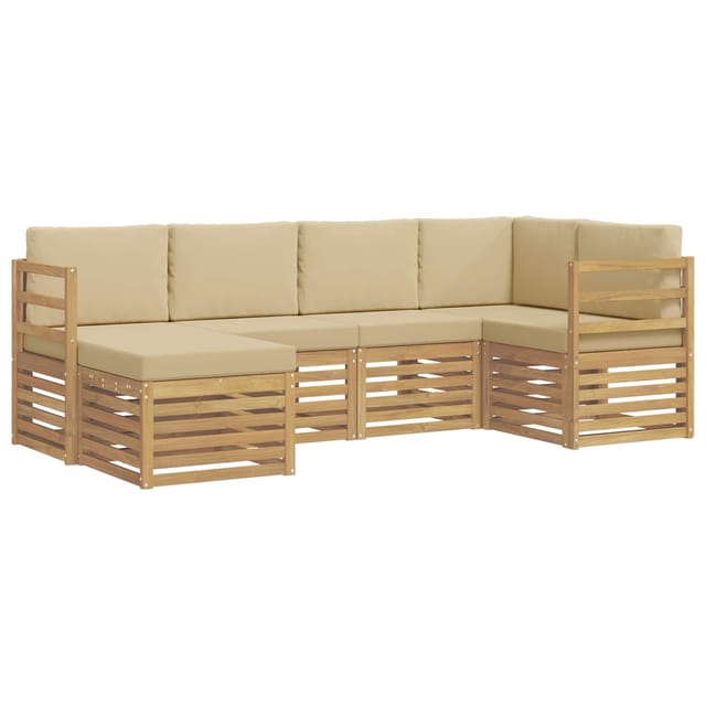 vidaXL Outdoor-Sofagarnitur 6 Stk Weiß und Beige Polyester 3392098
