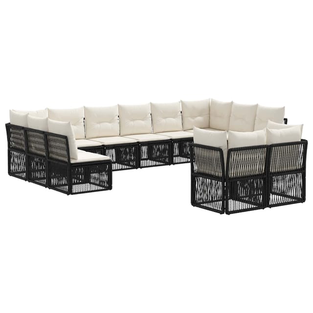 vidaXL Gartensofa-Set 12-Tlg Schwarz Poly-Rattan 3434398