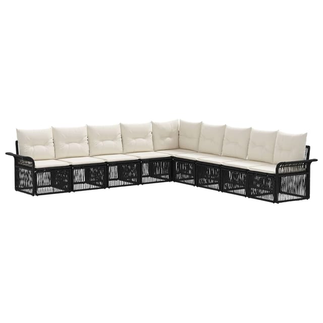 vidaXL Gartensofa-Set 9-Tlg Schwarz Poly-Rattan 3434851