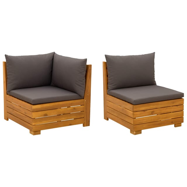 vidaXL Garten-Lounge-Set mit Kissen 2 Stück Braun Massivholz Akazie 42022438